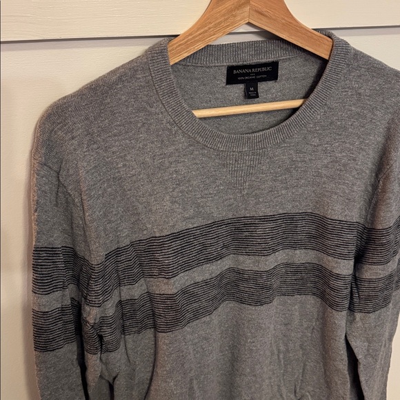 Banana Republic Men’s Gray 100% Cotton Crewneck Sweater Pullover Gray Size M - Picture 2 of 4